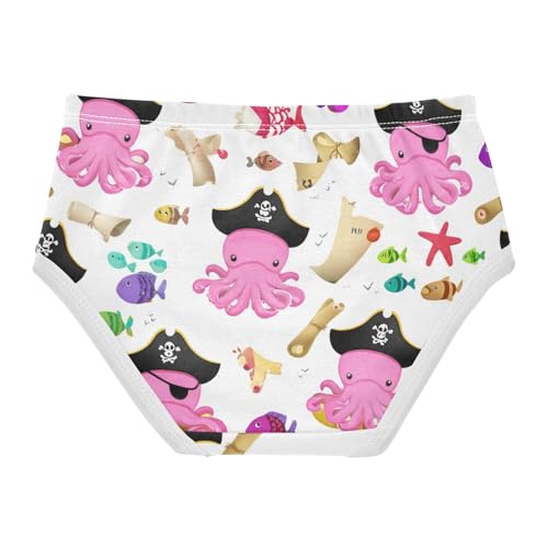 Cute Pink Octopuses Pirates Panties for Girl Girls Underwear Toddler Cotton Fun Print Briefs Kids Undies 2t2