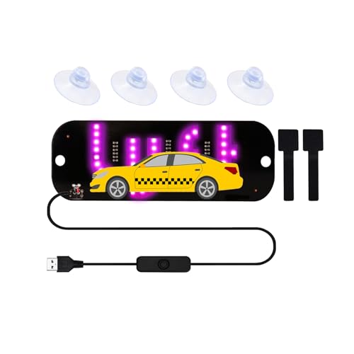 LED Light for Car, LED Sign for Car Windshield, Taxi Sign Decal with Suction Cups and Hook and Loop Cable Ties USB Plug, Trucks, SUV (Pink)