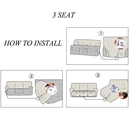 Jokivtou 1/2/3 Seats Pu Leather Stretch Recliner Cover Sofa Cover With Side Pockets Waterproof Slipcover Recliner Couch Cover Furniture Protector With Elastic Bottom Living Room #TOP6