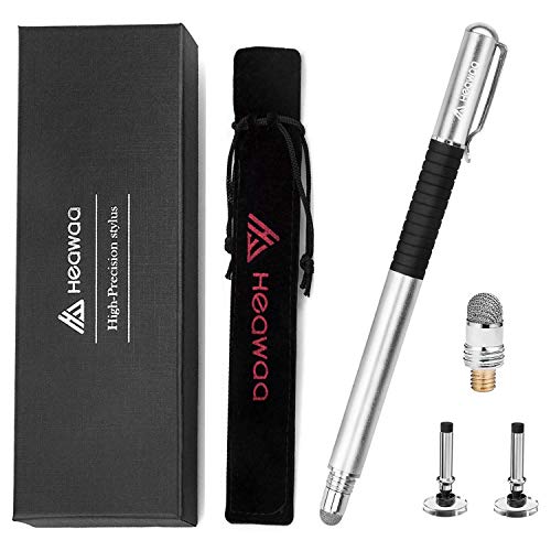 HEAWAA Universal Kapazitiver Stylus Pen, Disc und Faserspitze, 2-in-1 Stylus-Eingabestift für Tablets Handys und Laptops