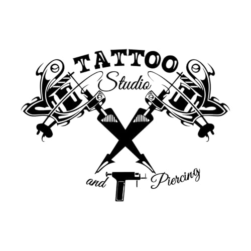 Tattoo Studio Piercing Wall Decal Tattoo Shop Sign Stickers Interior Decor Room Window Door Wallposter Mural Transfer Film Small - 42x57cm