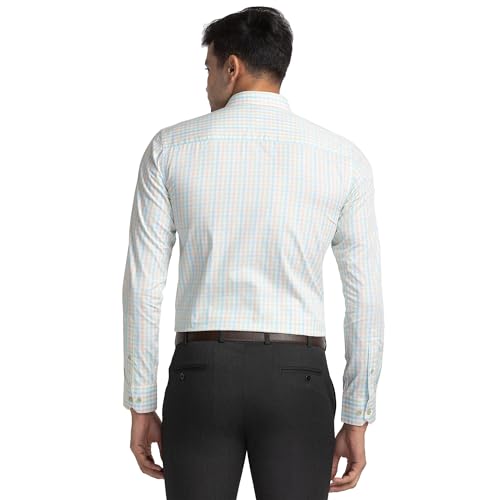 Image of Park Avenue Men's Pure Cotton Checks Pattern Slim Fit Ainsley Collar Full Sleeve Formal Shirt