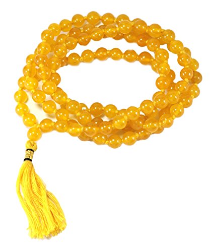 numeroastro Yellow Agate (Hakik) Knotted Mala (108 Beads) for Men & Women (8 MM) (1 Pc)