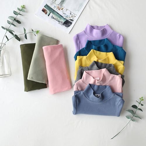 Boys Girls Turtleneck Kids Fashion Long Sleeve Soft Cotton T-Shirts Solid Color Short Sleeve Long Shirts for Leggings3