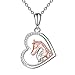 Yiwaxice Cheval Collier pour Filles Argent Amour Coeur Pendentif Bijoux Anniversaire Noël Cadeaux pour Petite Amie Femme Maman Fille Petite-Fille Nièce 18" (Collier Cheval Rose)