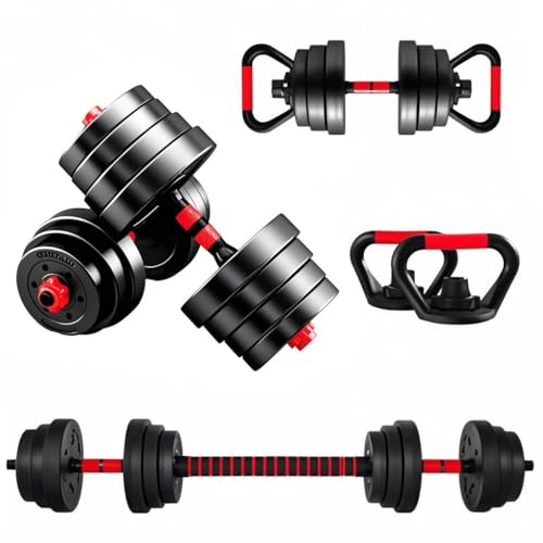 Mancuernas ajustables, juego de pesas libres con conector, juego de mancuernas 4 en 1 utilizado como barra, pesas rusas, soporte de flexión, ejercicios de fitness para gimnasio en casa, adecuado para