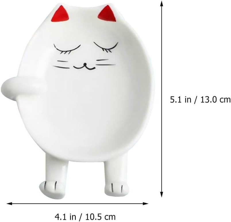Lurrose Cartoon Ceramic Pot Lid Stand Spoon Holder Chopsticks Rack Kitchen Utensil Storage Organizer 5.12X4.13X0.79 Inch Compact Design for Home Kitchen - Image 3