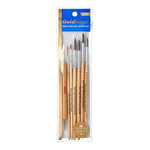 Gold Finger Round Acrylic Brush Set, Pony Hair Nail Brush #TOP2