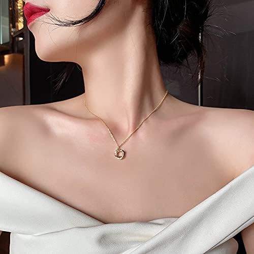 Gold Necklaces for Women 14K Gold Plated Pendant Necklaces for Women Dainty Circle Pendants for Womens Trendy
