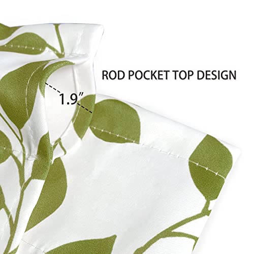 4 Panels Sage Green Valance Curtains 18 Inches Long Leaf Printed, Rod Pocket Short Curtain Valances For Kitchen/Windows/Living Room/Bedroom/Bathroom 52 X 18 #TOP4