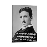 SSab Inventor Nikola Tesla Portrait Poster Electrical Engineer Art Famous Quotes Canvas Poster Wall Art Decor Print Picture Paintings for Living Room Bedroom Decoration Frame-style 12x18inch(30x45cm)