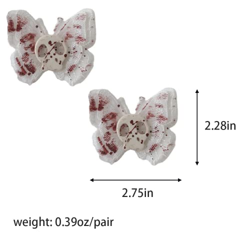 Zhoumeiwensp 2Pcs Halloween Skull Butterfly Hair Clips Retro Hairpin With Punk Clips Novelty Hair Style Making (White) #TOP1
