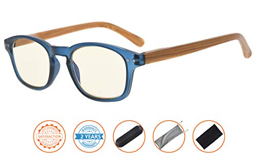 Bamboo-Look Arms Blue Light Filter Uv Protection Computer Reading Glasses Women (Blue) +1.75 #TOP1