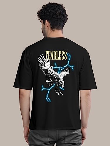 Image of BULLMER Peach Trendy Front Printed oversized Round Neck T-shirt for men
