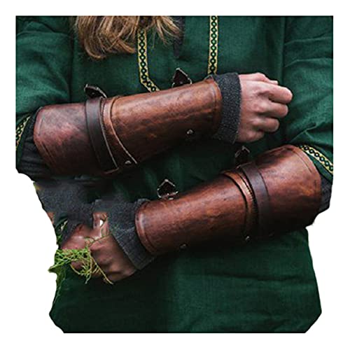 WMJL Bracelet en Cuir À Triple Sangle Large pour Homme Bracelet À Gantelet Boucle Fixation Brassard D'armure De Bras,Marron Cover