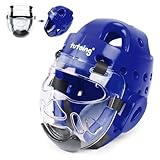 Tutoing Kids Adults Taekwondo Helmet Karate Headgear with Removable PC Face Shield Eva High-Density Foam Multiple Vents for Sparring Grappling Muay Thai Kickboxing MMA Karate Taekwondo Training