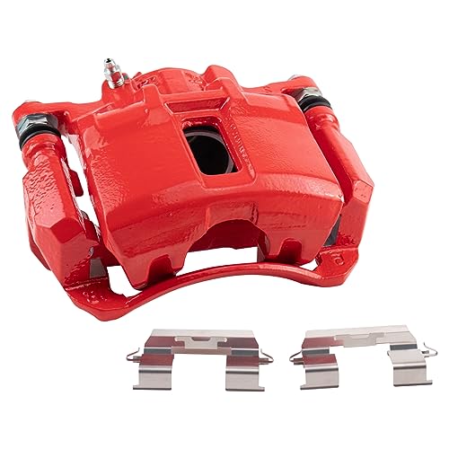 Image of TRQ Front Right Brake Caliper w /Bracket Performance Red Passenger Side