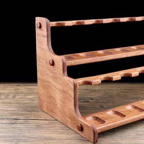 Handmade Wooden Tobacco Pipe Stand for 16 Pipes - Solid Wood Double Layer Pipe Rack, Durable and Elegant Storage Solution for Pipe Collectors and Enthusiasts