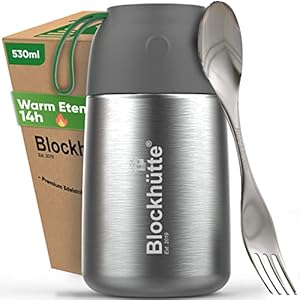 Blockhütte Roestvrijstalen thermocontainer voor eten, 730 ml, met lepel, thermische lunchbox voor kinderen, volwassenen, soepen, babypap warmhoudbox, to-go soepencontainer, thermobox lunch