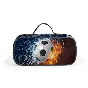 Soccer Pen Holder Case Brush Pot Stationery Multifunction Pen Container Large Capacity Storage Pouch with Zipper Birthday Gifts Pen Box for Women Men