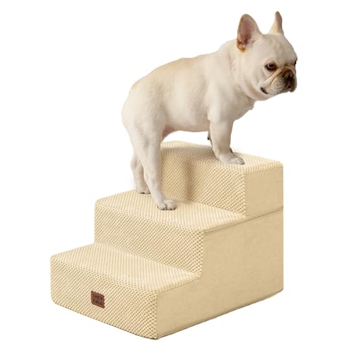 Image of EHEYCIGA Dog Stairs for Small Dogs 13.5 inch H, 3-Step Dog Steps for Couch Sofa and Chair, Pet Steps for Medium Cats, Non-Slip Balanced Pet Ramp Indoor, Graige
