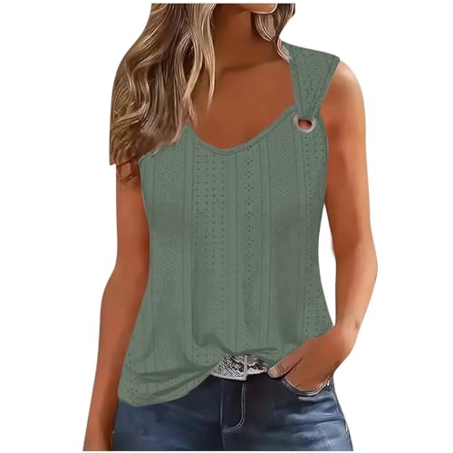 Camisetas sin Manga Mujer 2024 Verano Moda Color sólido Camisola Elegant Casual Camisola Camisetas de Tirantes Cuello en V Transpirable Fiesta Playa Chaleco Tops Suelto Basic tee Camisa