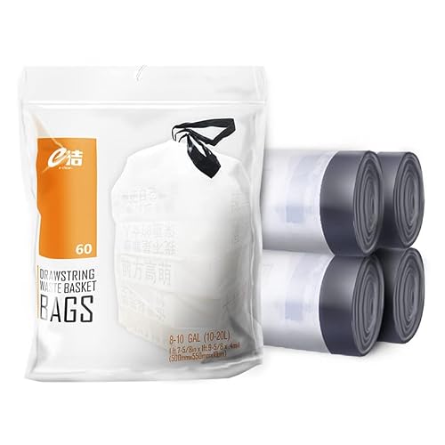8 Gallon Drawstring Trash Bag, Small Garbage Bags, Ultra Strong Medium Trash Can Liners for Kitchen/Office, Unscented White Garbage Bags,60 Count