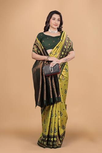 Image of Traditional Banarasi Silk 5.50 Meter Saree With 0.8 Meter Unstitched Blouse Piece For Wedding, Family Function, Festival And Special Occasion
