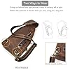 LUUFAN Hommes Véritable Cuir Sling Sac Poitrine Épaule Sac À Dos Bandoulière Sac pour Casual Sport Randonnée Voyage (Brown) #4
