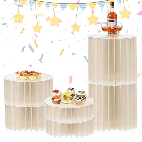 Lot de 6 Presentoir Aperitif Buffet Pliable, Presentoir Gateau avec 6 assiettes rondes en PVC,...