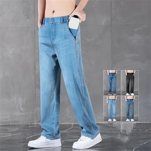 Men's Business Classic Straight Denim Trousers Stretch Comfortable Loose Jean with Pockets2