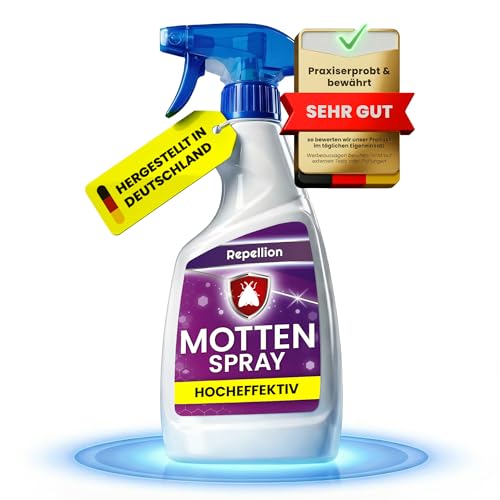 Repellion ® Anti Motten Spray (500 ml) für Wohnung & Textilien – Mottenspray gegen Motten & Mottenlarven – Schutz gegen Motten (für Kleidermotten & Lebensmittelmotten)