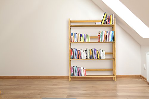 Stony-Edge Folding Bookcase, Easy Assembly Bookshelf for Home Office Storage. 32” Natural - Thumbnail 3