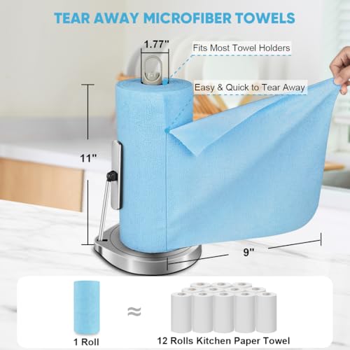 Image of AIDEA Microfiber Cleaning Cloth Roll 165 Sheets 3 Roll,Paper Towels 11 x 9