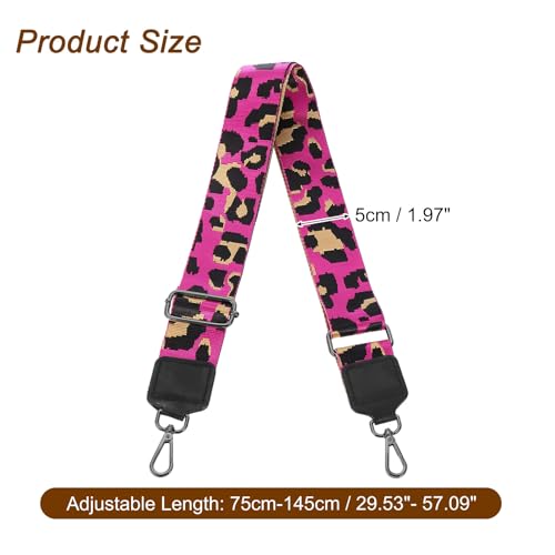 Image of uxcell Wide Shoulder Strap, 5cm Adjustable Purse Strap Replacement Crossbody Strap for Shoulder Bag Wallets, Rose Red, Black Square Mouth Buckle