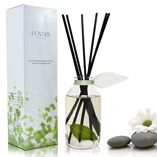 Lovspa Zen White Tea And Ginger Aromatherapy Reed Diffuser - Tranquil & Serene - With Citrus, Peony, Lavender, Geranium, Sandalwood & Musk - Best Gift Idea! Vegan. Made In The Usa #TOP1