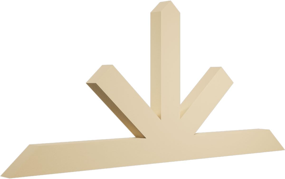 84"W x 38 1/2"H x 4"D x 6"F, 11/12 Pitch, Saratoga Signature Urethane Gable Bracket, Primed Tan