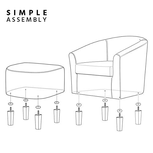 Yaheetech Accent Chair With Ottoman Foot Rest, Pu Leather Mid Century Modern Upholstered Soft Barrel Chair Comfy Armchair And Footrest Set For Living Room/Bedroom/Reading Room, Black #TOP7