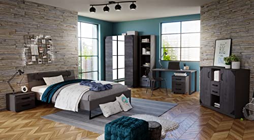 Jugendzimmer Liverpool Nottingham 6 teilig in Digi-Steel-Optik und Graphit...