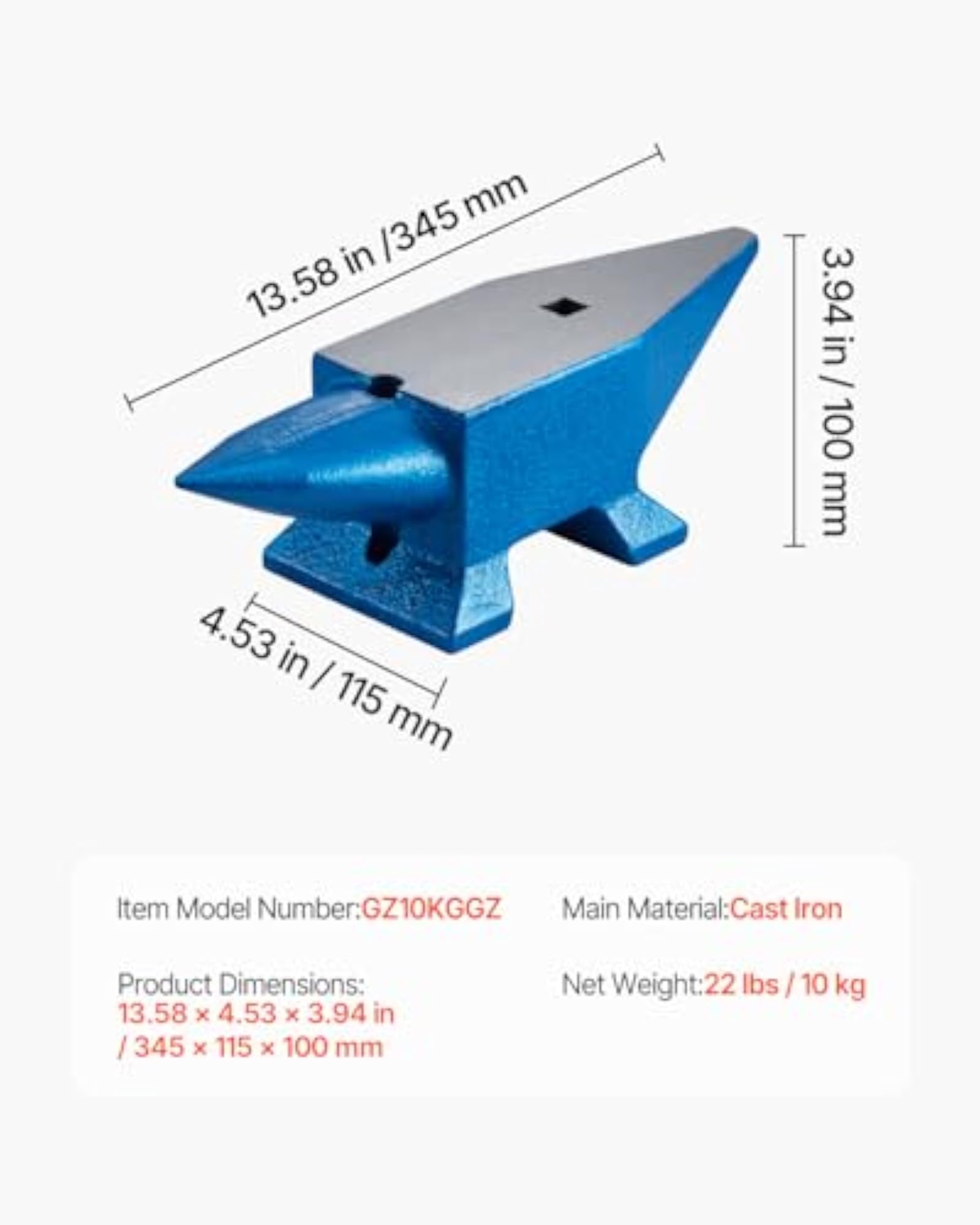 Single Horn Anvil 22Lbs Steel Blacksmith Tool