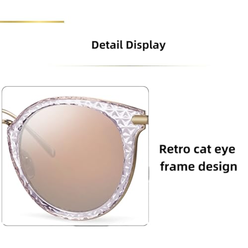Womens Polarized Sunglasses Retro Cat Eye Round Frame UV Protection Sun Glasses2