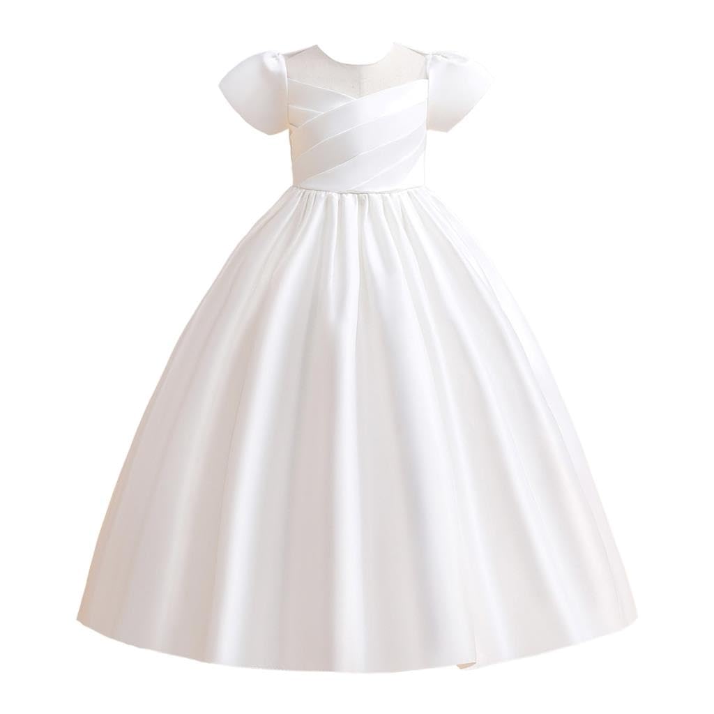 Lito Angels Vestido Largo de Fiesta para Niñas, 5-12 Años | Mangas abullonadas, Corpiño plisado, Falda larga en capas, Boda, Cumpleaños, Comunión