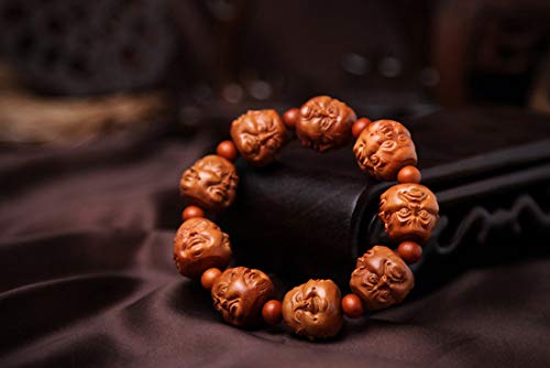 Image of Natural Wood Hand Carving Bangle Bracelet (Maitreya Buddha)