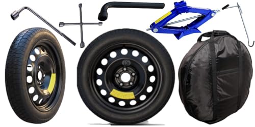 Material: Alluminio Generico Ruotino Di Scorta Per Ford Puma (J2K) 5 Fori Gomma 125/80 R16 Da Anno 2019 Fino ad Anno 2024 Con Kit Accessori Cric Crick Chiave e Sacca 125 80 16 16\