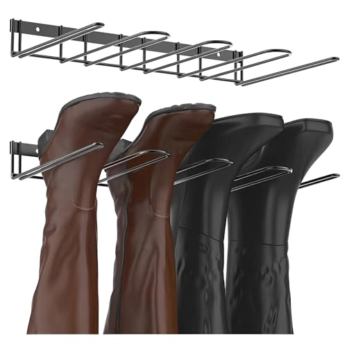 ASelected Wandmontierter Gummistiefelständer für 4 Paar, Wathosenaufhänger, Metall-Gummistiefel-Aufbewahrungsregal, Schuhregal, Cowboystiefelhalter für Outdoor, Innenbereich, Eingang, Garage, Schlamm