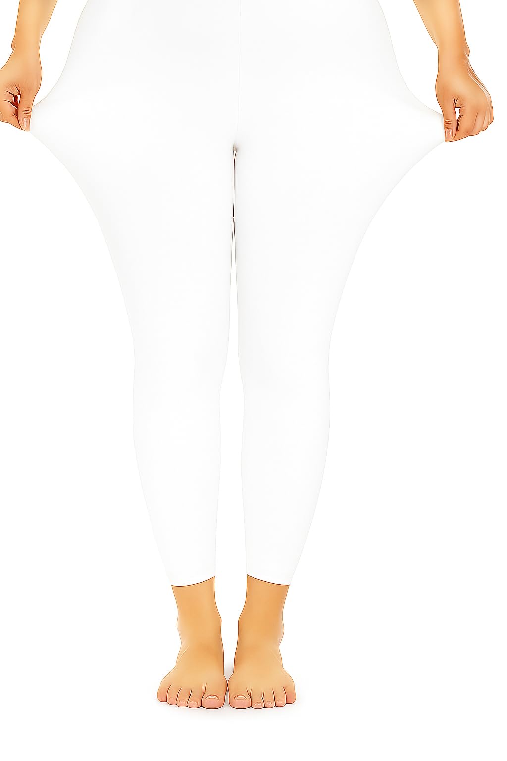 pandawears Ankle Leggings - Regular & Plus Sizes, Ultra-Stretch Fit (in, Alpha, 8XL, Bio-Thin White)-picture-23
