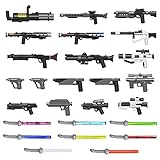 MOOXI-MOC 26Pcs Sci-fi Space Wars Minifigs Spray Paint Weapons Packs Set,Small Particle Building Block Toy Kit Compatible with Mainstream Brand