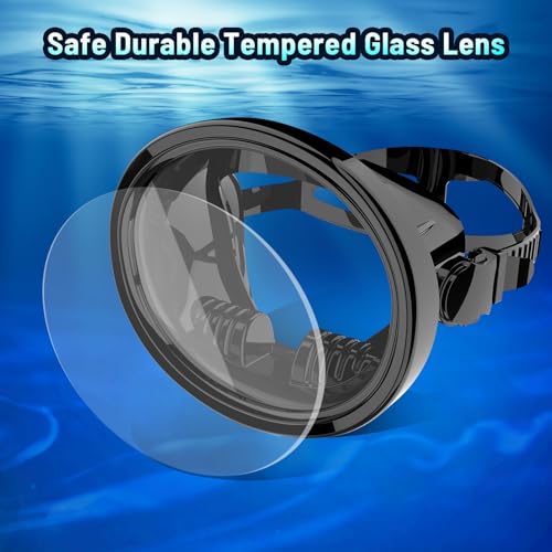 Máscara de buceo Jwintee para adultos, con vidrio templado, ovalada, HD anti-vaho, silicona, ajustable miniatura 3