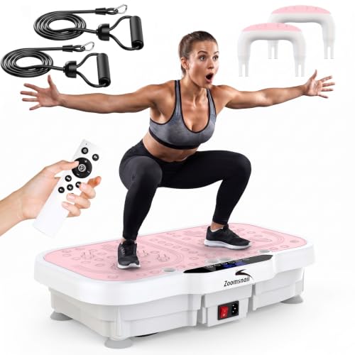 Image of Zoomsnail Vibration Plate Exercise Machine, 8000 Vibrations /min Adjustable Fitness Platform, 400 Lbs Capacity Whole Body Workout Extra Large Size Platform with Bluetooth for Weight Loss, Women & Men