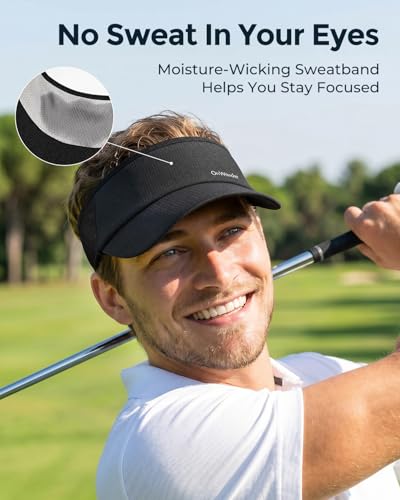 Image of Sport Sun Visor Hat for Women Men - Lightweight Stretchy Polyester Spandex Quick Dry Sweatband Wrinkle Resistant
